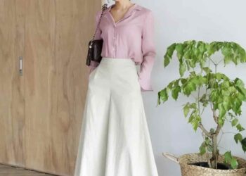 Mix quần ống rộng cùng các tome áo peplum màu ngọt sẽ trông thư thái hơn