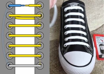 Các bước thực hiện khi thắt dây giày 7 lỗ